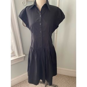 Norma Kamali Black Retro Style drop waist Shirt Dress